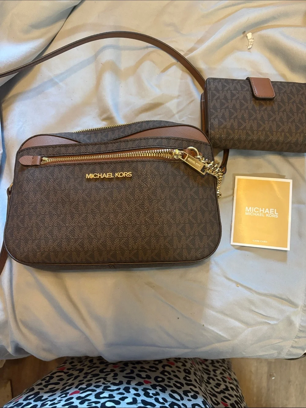 Michael Kors Brown Logo Crossbody with Matching Wallet
